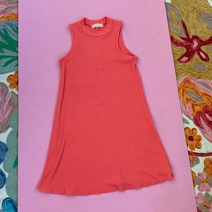 Pink ribbed mini dress